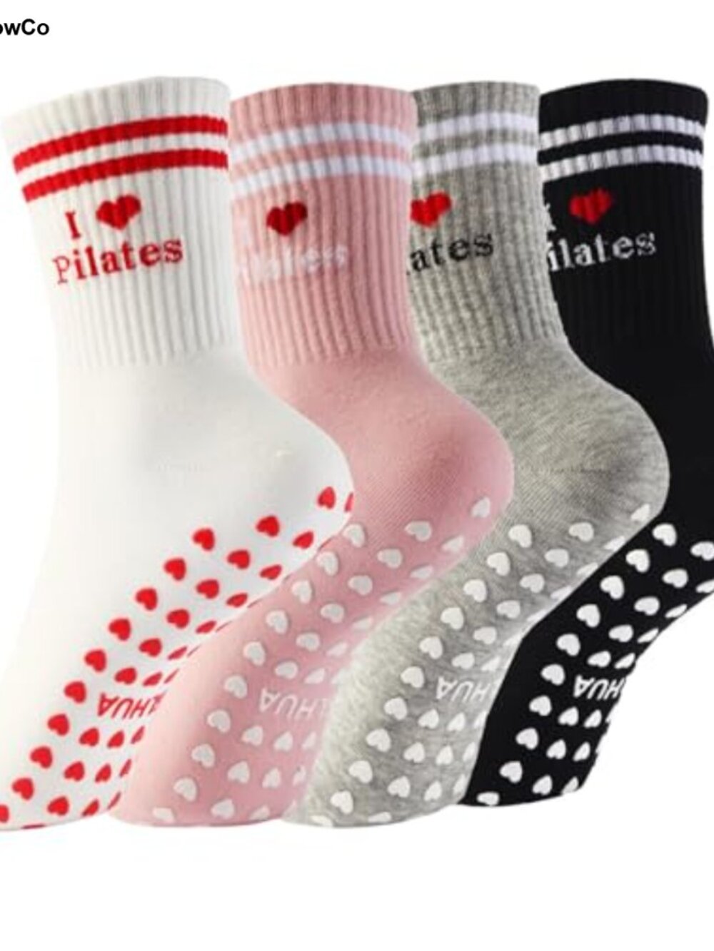 Pilates Grip Socks for Women, Anti-Skid Cotton Yoga Socks with Full-Coverage